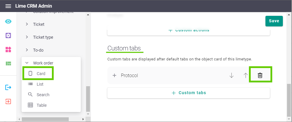 Remove form protocol custom tab